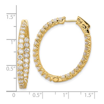 14K Yellow Gold 3.1 ct tw 33mm Diamond Inside-Out Oval Hoop Earrings – view 4