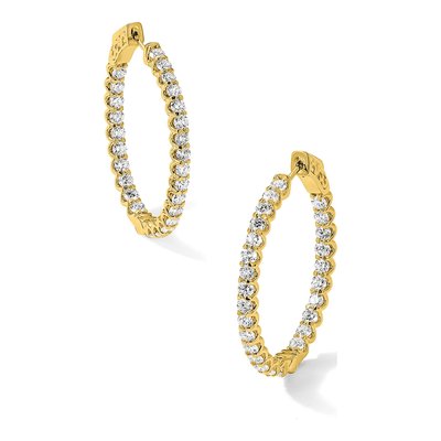 14K Yellow Gold 3.1 ct tw 33mm Diamond Inside-Out Oval Hoop Earrings – view 5