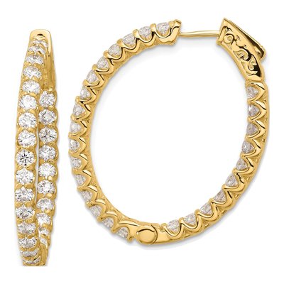 14K Yellow Gold 3.1 ct tw 33mm Diamond Inside-Out Oval Hoop Earrings