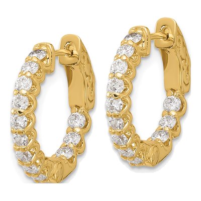 14K Yellow Gold 1.2 ct tw 17mm Diamond Inside-Out Hoop Earrings – view 2
