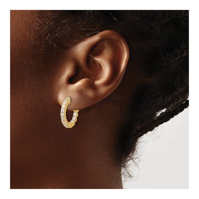 14K Yellow Gold 1.2 ct tw 17mm Diamond Inside-Out Hoop Earrings – view 3