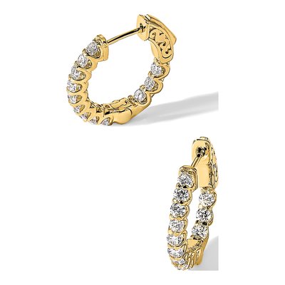 14K Yellow Gold 1.2 ct tw 17mm Diamond Inside-Out Hoop Earrings – view 5