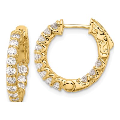 14K Yellow Gold 1.2 ct tw 17mm Diamond Inside-Out Hoop Earrings
