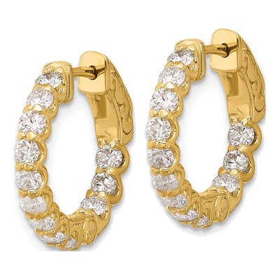 14K Yellow Gold 1.41 ct tw 17mm Diamond Inside-Out Hoop Earrings – view 2