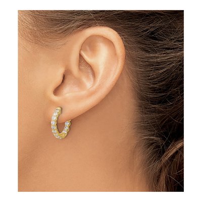 14K Yellow Gold 1.41 ct tw 17mm Diamond Inside-Out Hoop Earrings – view 3