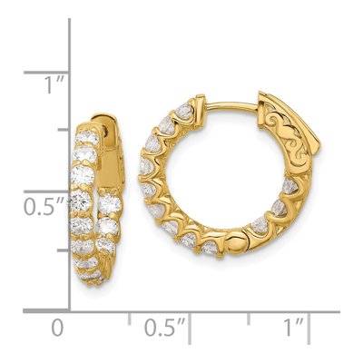 14K Yellow Gold 1.41 ct tw 17mm Diamond Inside-Out Hoop Earrings – view 4