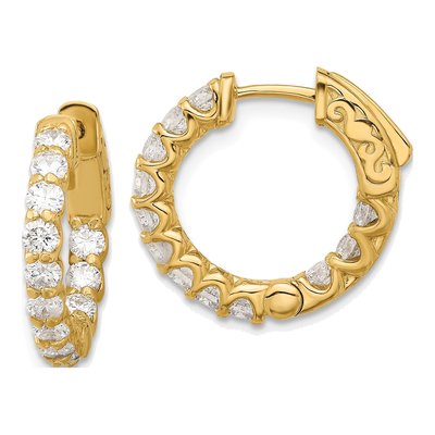 14K Yellow Gold 1.41 ct tw 17mm Diamond Inside-Out Hoop Earrings