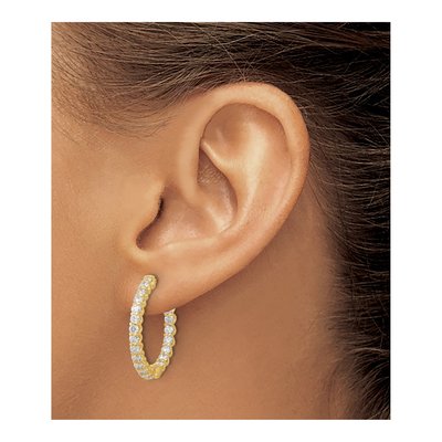 14K Yellow Gold 2.1 ct tw 23mm Diamond Inside-Out Hoop Earrings – view 3