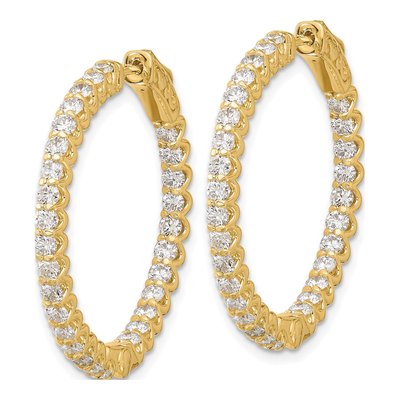 14K Yellow Gold 2.9 ct tw 30mm Diamond Inside-Out Hoop Earrings – view 2