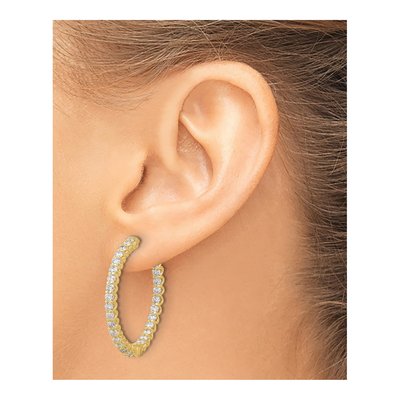 14K Yellow Gold 2.9 ct tw 30mm Diamond Inside-Out Hoop Earrings – view 3