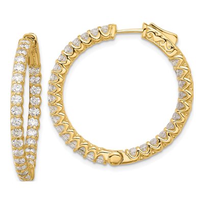 14K Yellow Gold 2.9 ct tw 30mm Diamond Inside-Out Hoop Earrings