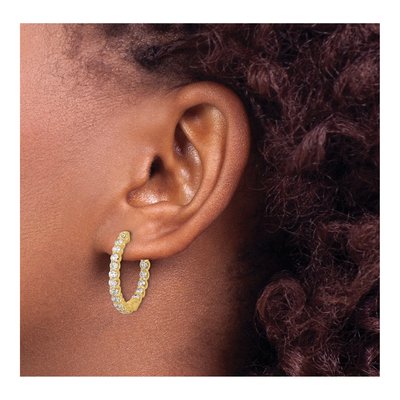 14K Yellow Gold 1.55 ct tw 23mm Diamond Inside-Out Hoop Earrings – view 3