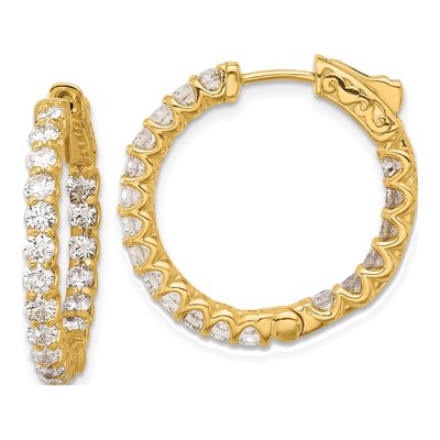 14K Yellow Gold 1.55 ct tw 23mm Diamond Inside-Out Hoop Earrings