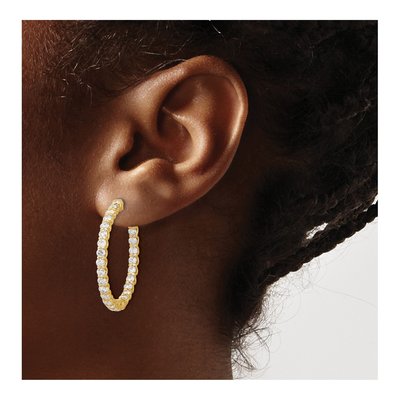 14K Yellow Gold 3.2 ct tw 29mm Diamond Inside-Out Hoop Earrings – view 3