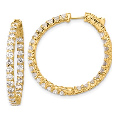 14K Yellow Gold 3.2 ct tw 29mm Diamond Inside-Out Hoop Earrings