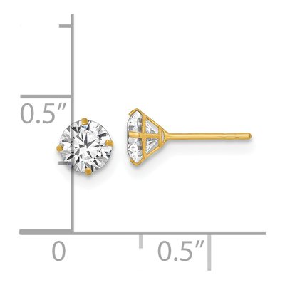14K Yellow Gold Round CZ Stud Earrings – view 4