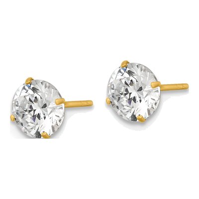 14K Yellow Gold CZ Round Stud Earrings – view 3