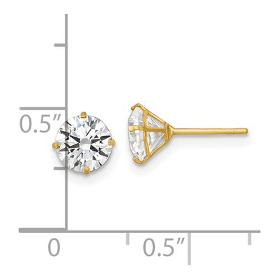 14K Yellow Gold CZ Round Stud Earrings – view 4
