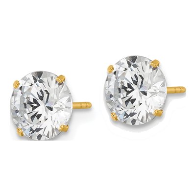 14K Yellow Gold CZ Round Stud Earrings – view 3