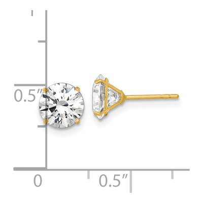 14K Yellow Gold CZ Round Stud Earrings – view 4