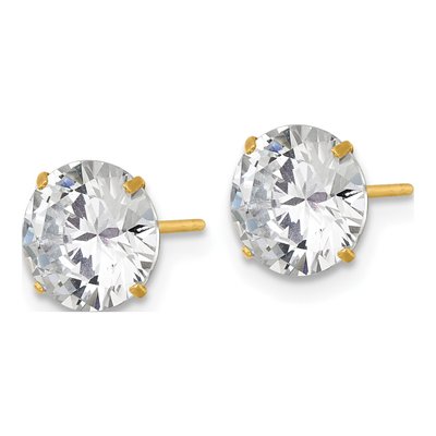 14K Yellow Gold Round CZ Stud Earrings – view 3