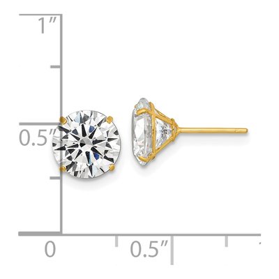 14K Yellow Gold Round CZ Stud Earrings – view 4