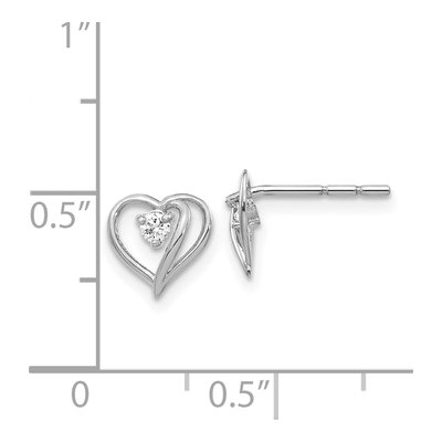 14K White Gold 1/20 ct tw 1.7mm Round Diamond Heart Stud Earrings – view 2