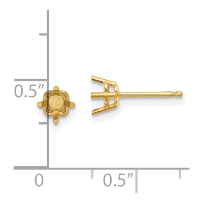 14K Yellow Gold Square Stud Earring Mounting – view 2