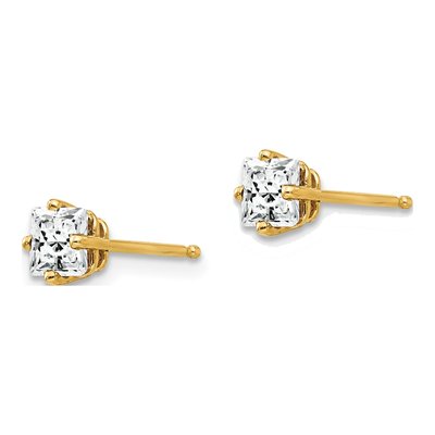 14K Yellow Gold 4mm Square CZ Princess-Cut Stud Earrings – view 2