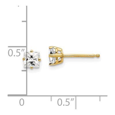 14K Yellow Gold 4mm Square CZ Princess-Cut Stud Earrings – view 4