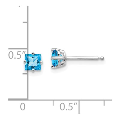 14K White Gold Blue Topaz Princess Stud Earring Mounting – view 4