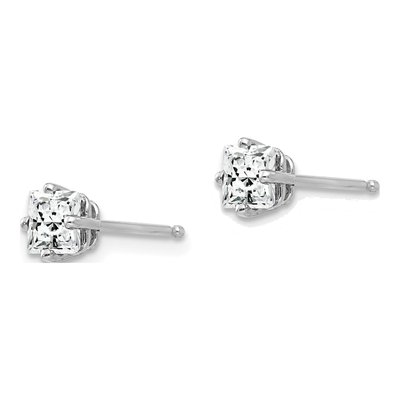 14K White Gold 4mm Square CZ Princess-Cut Stud Earrings – view 3