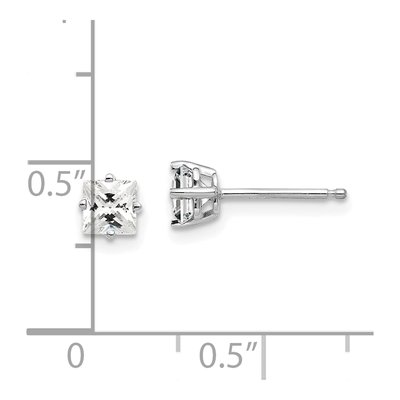 14K White Gold 4mm Square CZ Princess-Cut Stud Earrings – view 5