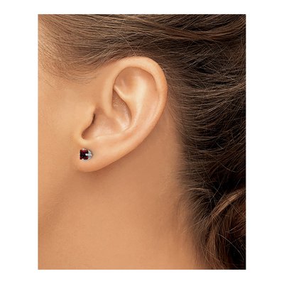 14K White Gold 4mm Garnet Princess-Cut Stud Earrings – view 3