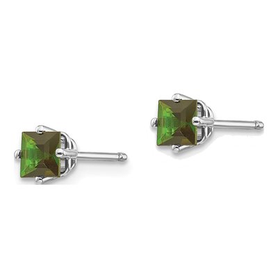 14K White Gold Green Tourmaline Stud Earrings – view 4