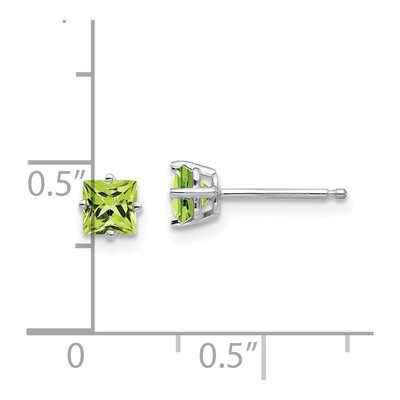 14K White Gold 4mm Peridot Square Stud Earrings – view 5