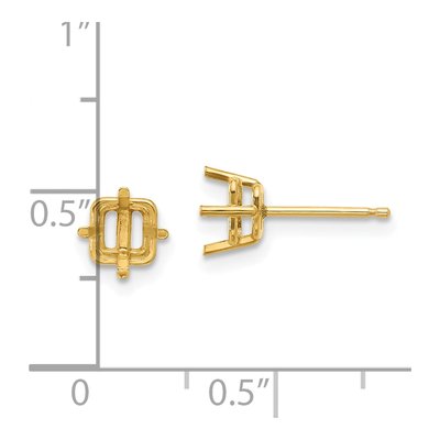 14K Yellow Gold Square Earring Mounting – view 3