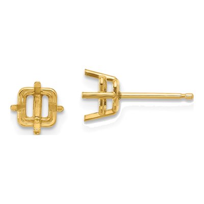 14K Yellow Gold Square Earring Mounting