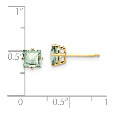14K Yellow Gold 5mm Square Green Quartz Checkerboard Stud Earrings – view 4