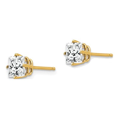 14K Yellow Gold 5mm Square CZ Princess-Cut Stud Earrings – view 2