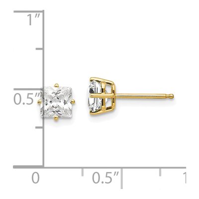 14K Yellow Gold 5mm Square CZ Princess-Cut Stud Earrings – view 4