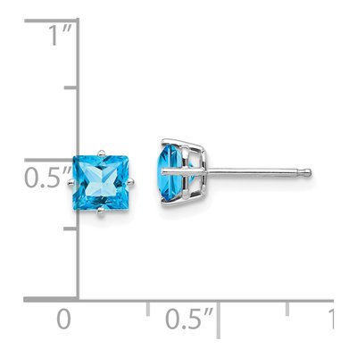 14K White Gold Blue Topaz Princess Stud Earring Mounting – view 4