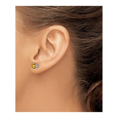 14K White Gold 5mm Square Citrine Princess-Cut Stud Earrings – view 3