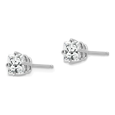 14K White Gold 5mm Square CZ Princess Stud Earrings – view 2