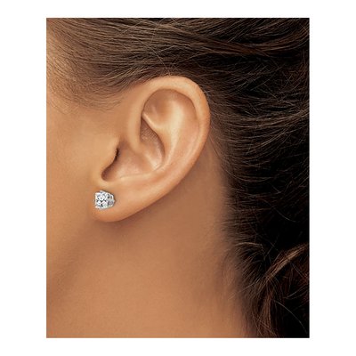 14K White Gold 5mm Square CZ Princess Stud Earrings – view 3