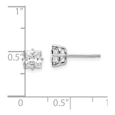 14K White Gold 5mm Square CZ Princess Stud Earrings – view 4