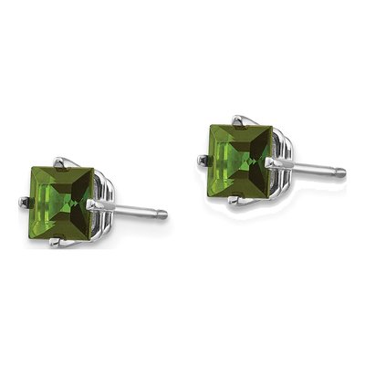 14K White Gold Green Tourmaline Stud Earrings – view 3