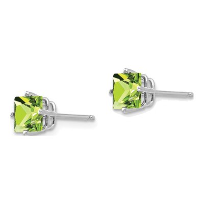 14K White Gold 5mm Peridot Square Stud Earrings – view 2