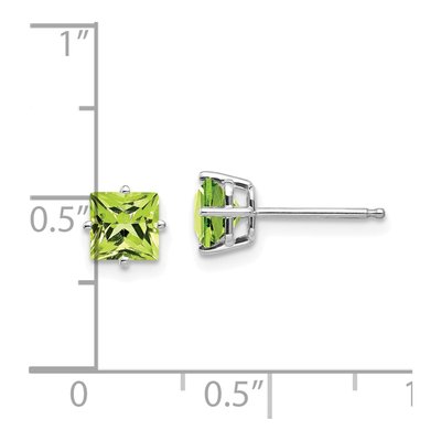 14K White Gold 5mm Peridot Square Stud Earrings – view 4