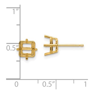 14K Yellow Gold Square Stud Earring Mounting – view 2